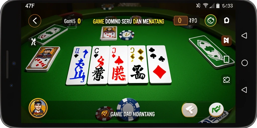 Tampilan gameplay seru dari aplikasi 47F dalam permainan Domino.