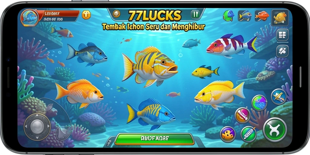 Tampilan gameplay seru Tembak Ikan di 77LUCKS.