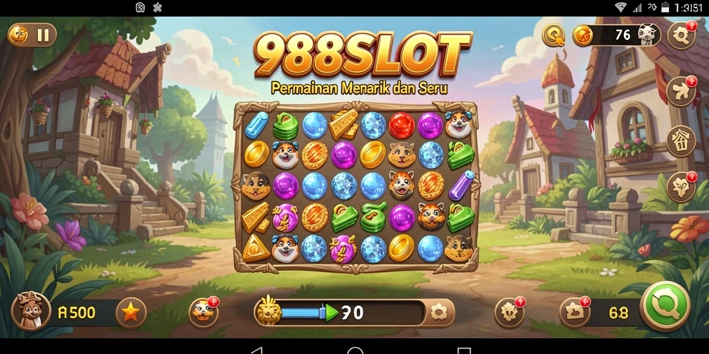 Tampilan gameplay menantang dari 988SLOT yang penuh warna.