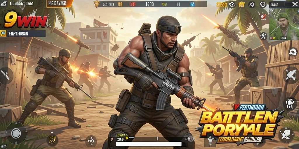 Tampilan gameplay <strong>9WIN</strong> yang seru dan mendebarkan di arena Battle Royale.