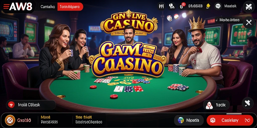 Tampilan gameplay Live Casino AW8 yang menarik dan interaktif.