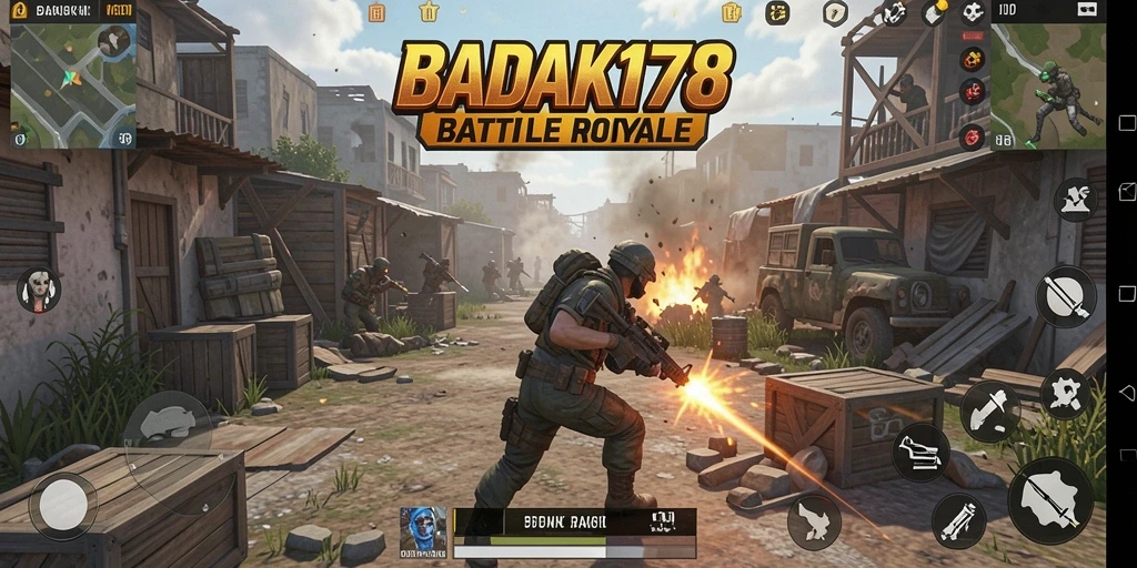 Tampilan gameplay seru dalam pertempuran Battle Royale BADAK178.