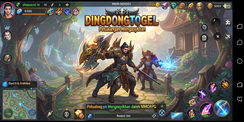 Screen utama DINGDONGTOGEL menunjukkan aksi petualangan seru dalam MMORPG.