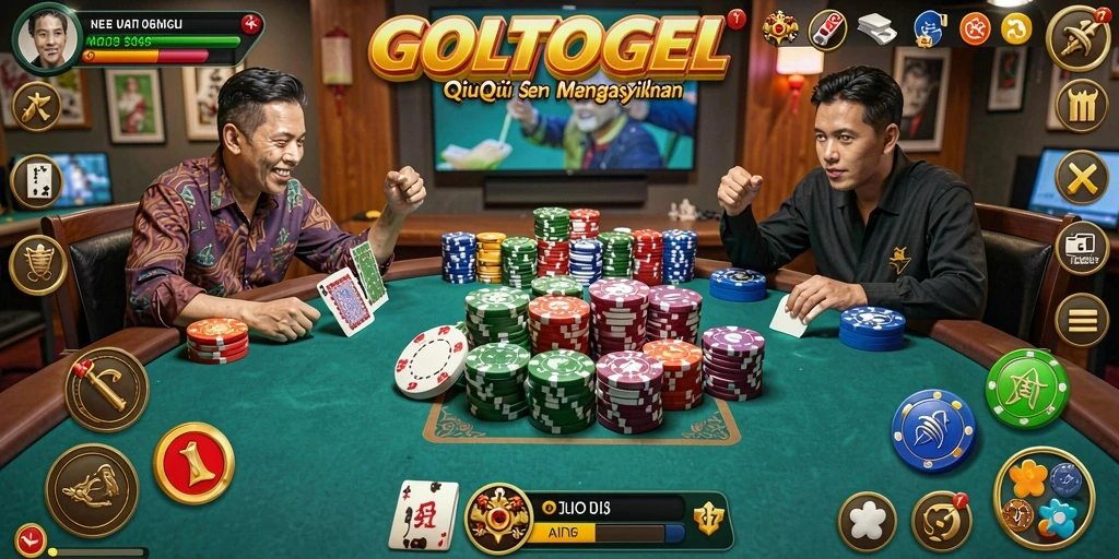 Tampilan gameplay GOLTOGEL dengan kartu QiuQiu yang menarik.