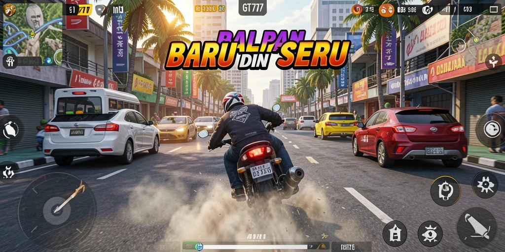 Gameplay intens balapan dengan mobil cepat dan lintasan penuh tantangan.