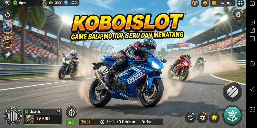 Screenshot dari gameplay balap motor yang mendebarkan dalam KOBOISLOT.
