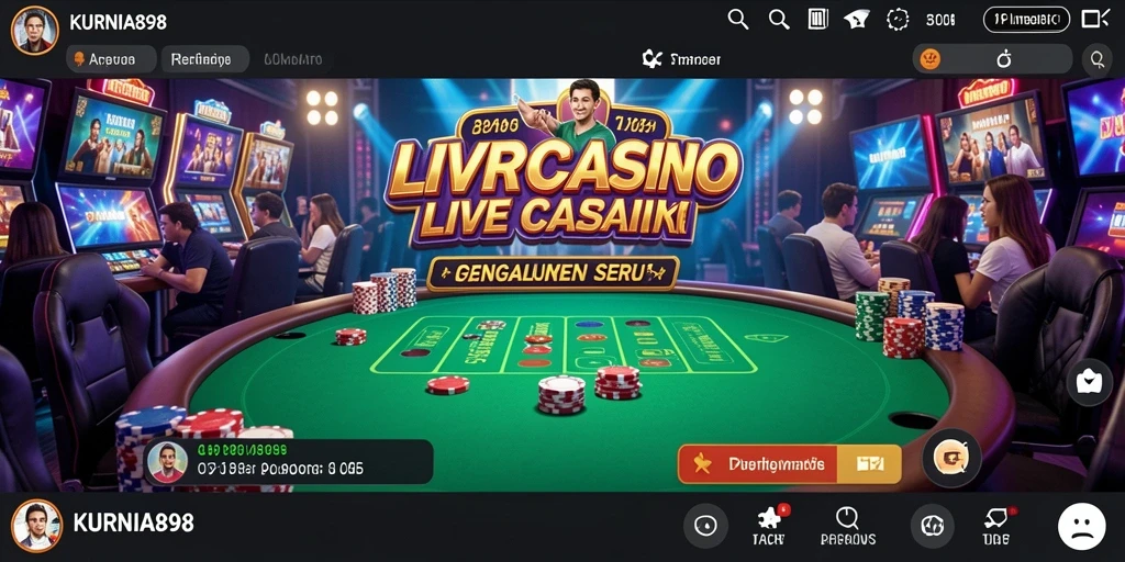 Screenshot KURNIA898 menampilkan dealer langsung dan gameplay yang menegangkan.