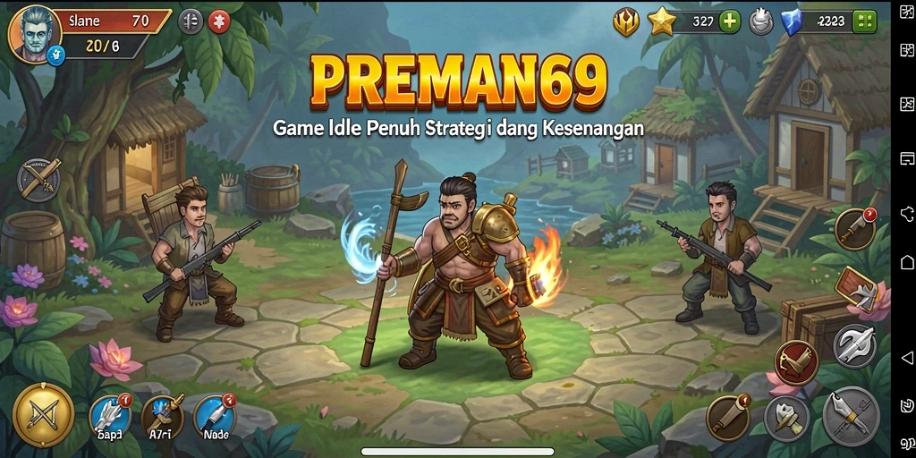 Screenshot PREMAN69 menampilkan aksi karakter dalam gameplay Idle.