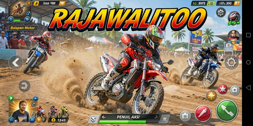 Tampilan gameplay balapan motor yang mendebarkan di RAJAWALITOTO.