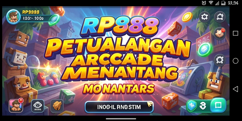Tampilan layar utama RP888 dengan gameplay Arcade yang seru.