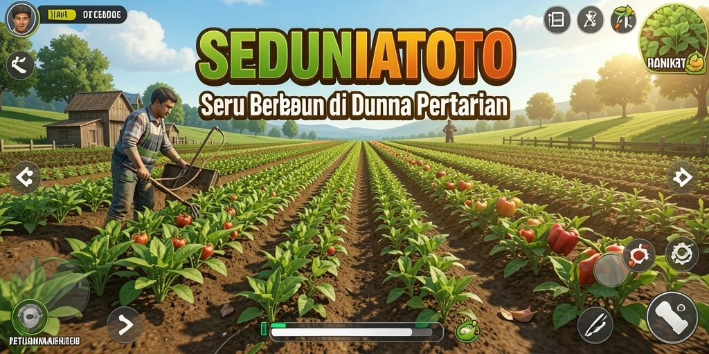 Tangkapan layar menampilkan gameplay SEDUNIATOTO dengan kebun yang indah.